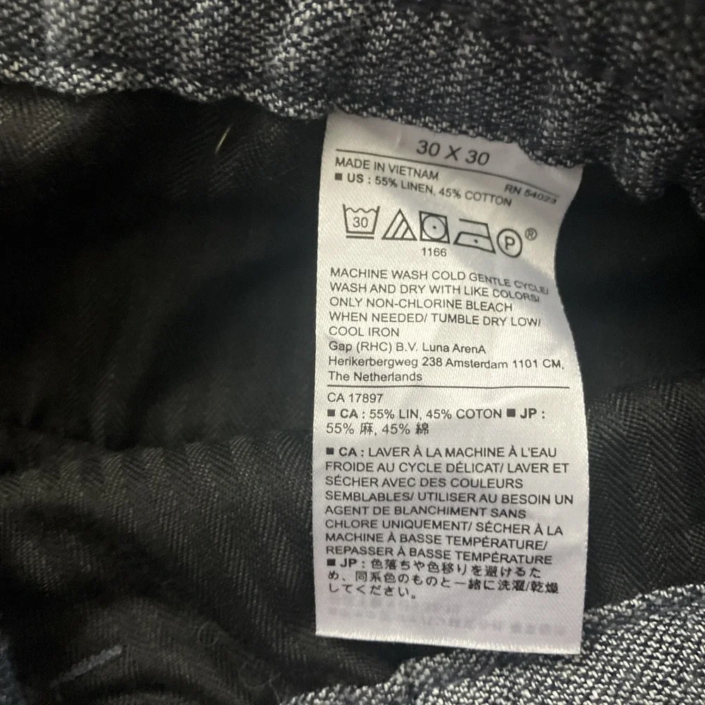 Banana Republic Mason Athletic Tapered Pant Men's 30x 27Blue Linen Blend HEMMED